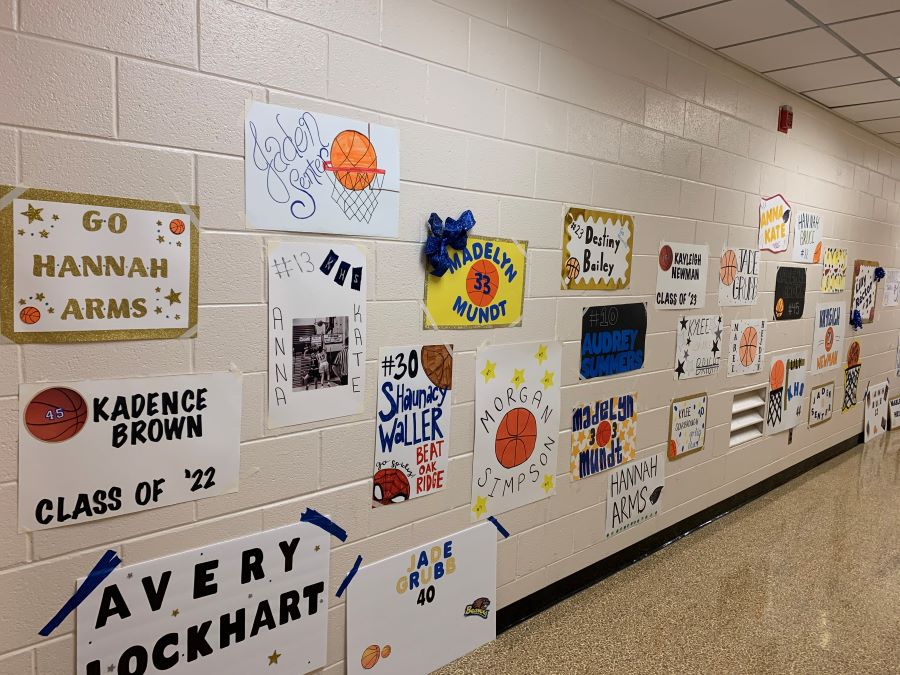 The halls were decorated with encouraging signs prior to the game. 