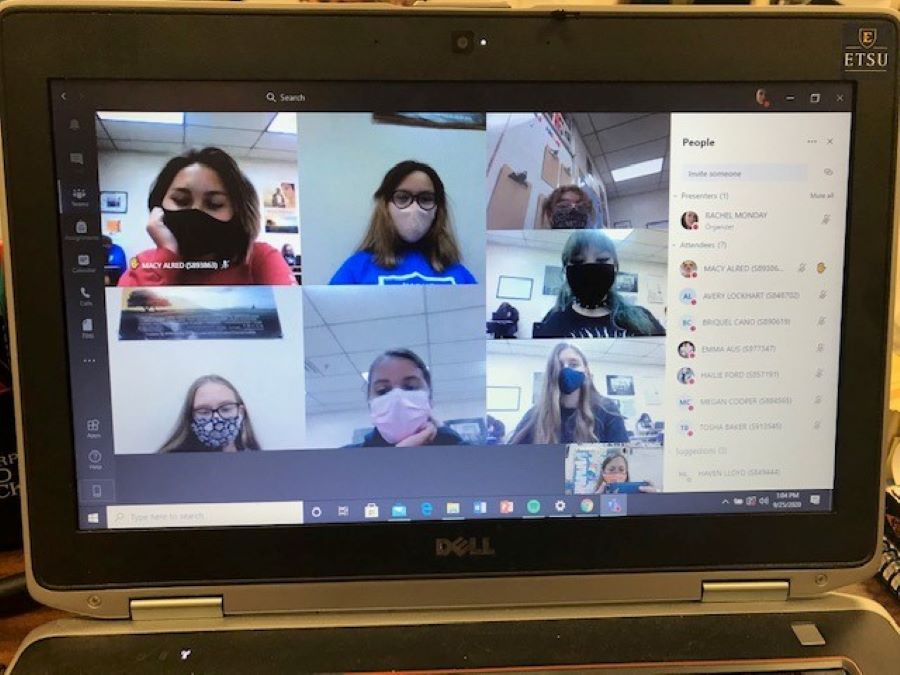 Students meet through Microsoft Teams in their virtual classes.