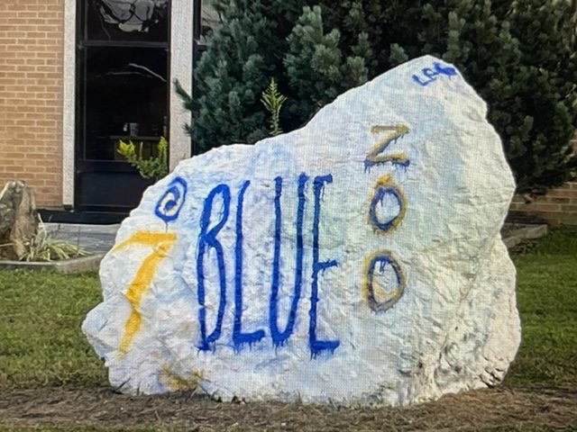 The Iconic rock was recently painted to celebrate the Blue Zoo