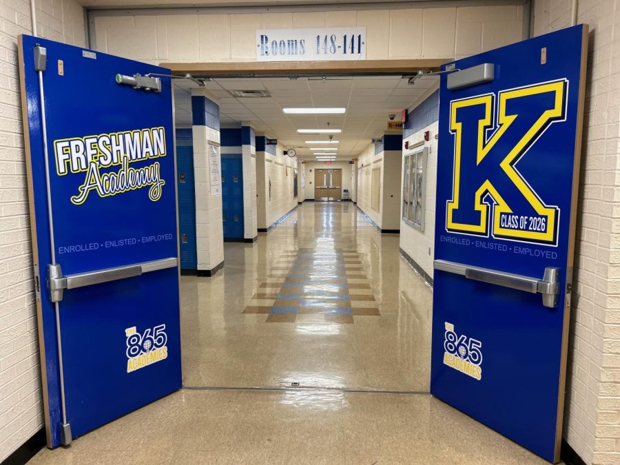 Bright doors lead the way into the freshmen academy