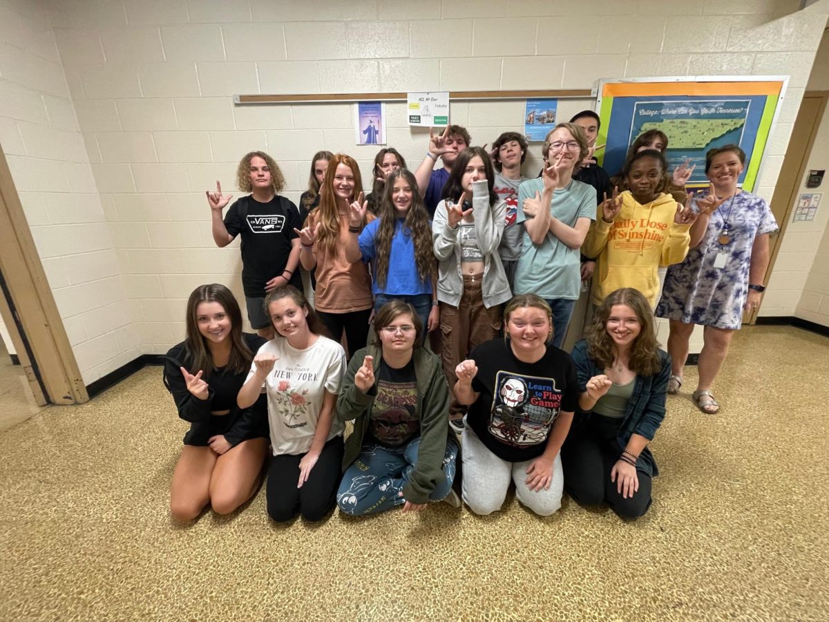 Mrs. Peters 4th period ASL class shows off what they have learned. 