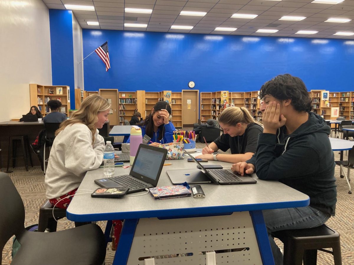 Students study together for exams in the renovated KHS Library
