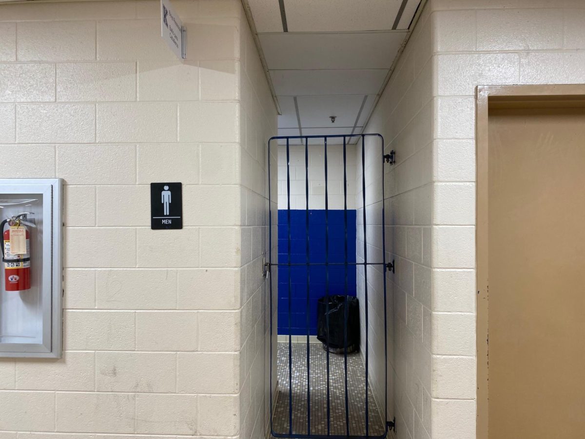The Band hallway restroom remains locked during the day.