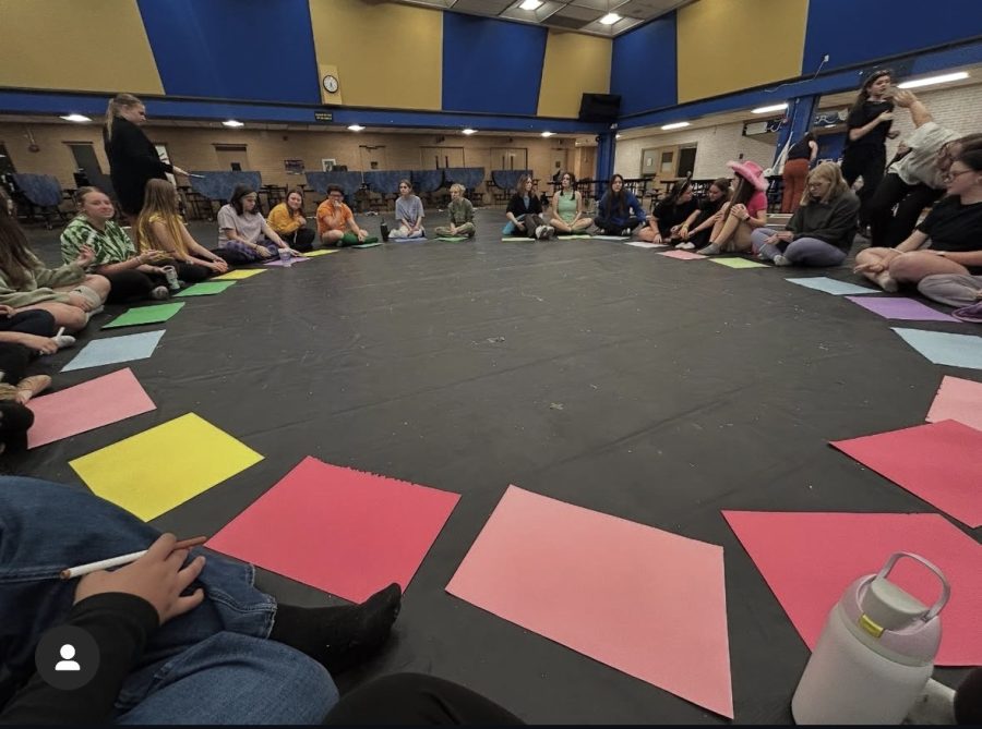 Auditioners prepare to show their stuff at Winter Guard auditions.